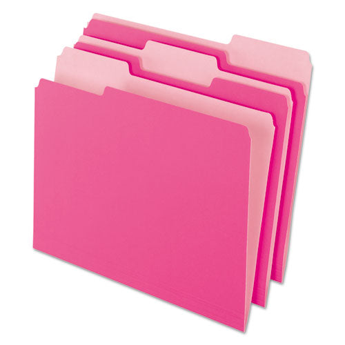 Interior File Folders, 1/3-Cut Tabs: Assorted, Letter Size, Pink, 100/Box-(PFX421013PIN)