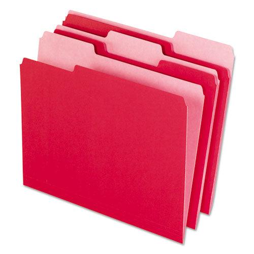 Interior File Folders, 1/3-Cut Tabs: Assorted, Letter Size, Red, 100/Box-(PFX421013RED)