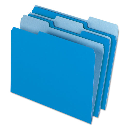 Interior File Folders, 1/3-Cut Tabs: Assorted, Letter Size, Blue, 100/Box-(PFX421013BLU)