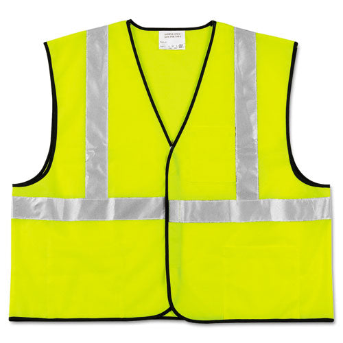 Class 2 Safety Vest, Polyester, 2X-Large, Fluorescent Lime with Silver Stripe-(CRWVCL2SLXL2)