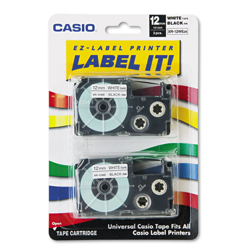 Tape Cassettes for KL Label Makers, 0.5" x 26 ft, Black on White, 2/Pack-(CSOXR12WE2S)