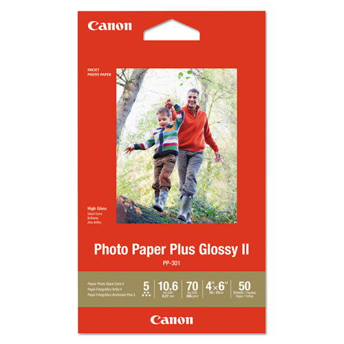 Photo Paper Plus Glossy II, 10.6 mil, 4 x 6, Glossy White, 50/Pack-(CNM1432C005)