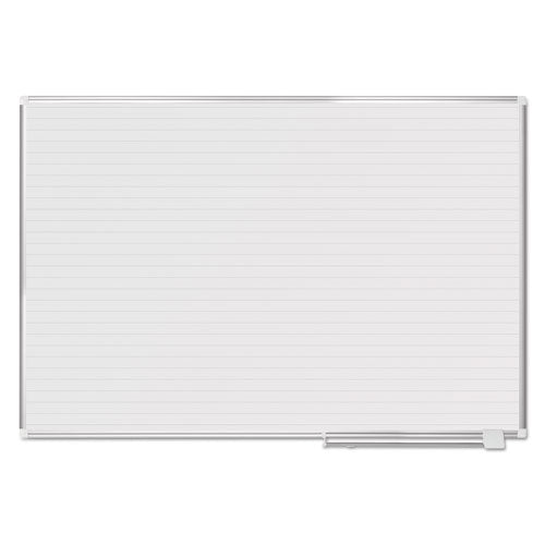 Ruled Magnetic Steel Dry Erase Planning Board, 72 x 48, White Surface, Silver Aluminum Frame-(BVCMA2794830)