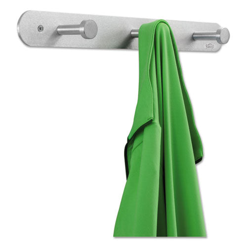 Nail Head Wall Coat Rack, Three Hooks, Metal, 18w x 2.75d x 2h, Satin-(SAF4201)