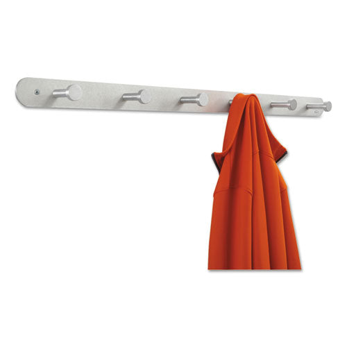 Nail Head Wall Coat Rack, Six Hooks, Metal, 36w x 2.75d x 2h, Satin-(SAF4202)