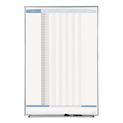 Matrix Employee In/Out Board, Up to 36 Employees, 34 x 23, White Surface, Silver Aluminum Frame-(QRT33705)