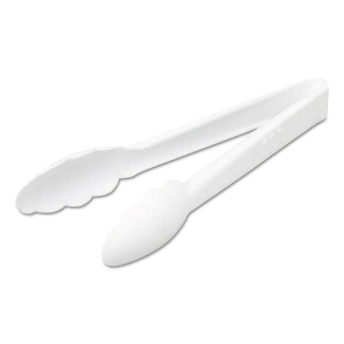 Tongs, Plastic, White, 9", 4/Pack-(TBLTG9WPK)