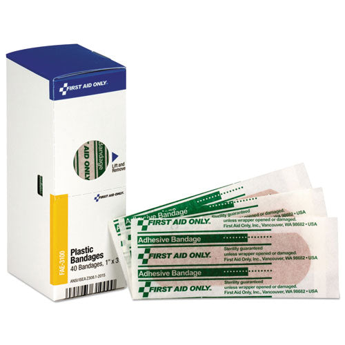 Refill for SmartCompliance General Business Cabinet, Plastic Bandages, 1 x 3, 40/Box-(FAOFAE3100)