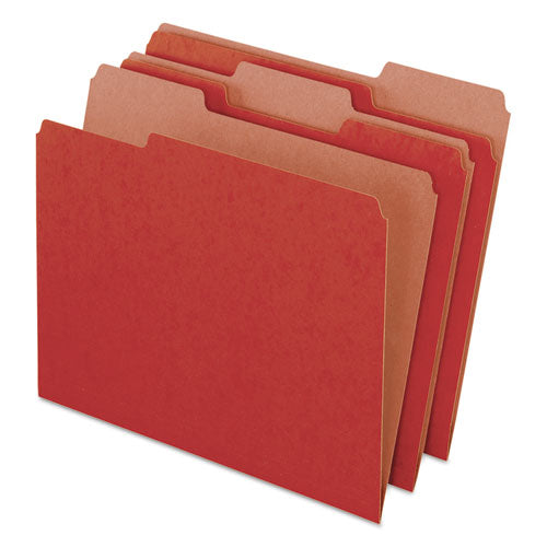 Earthwise by Pendaflex 100% Recycled Colored File Folders, 1/3-Cut Tabs: Assorted, Letter Size, 0.5" Expansion, Red, 100/Box-(PFX04311)