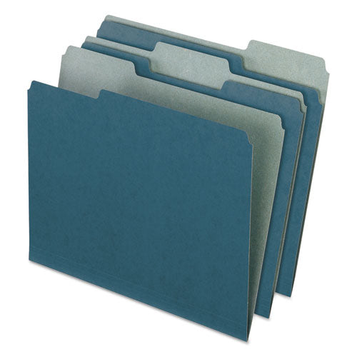 Earthwise by Pendaflex 100% Recycled Colored File Folders, 1/3-Cut Tabs: Assorted, Letter Size, 0.5" Expansion, Blue, 100/Box-(PFX04302)