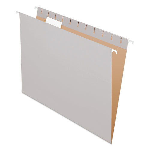 Colored Hanging Folders, Letter Size, 1/5-Cut Tabs, Gray, 25/Box-(PFX81604)