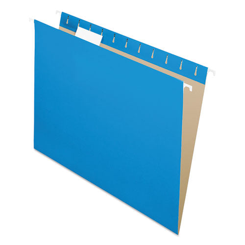 Colored Hanging Folders, Letter Size, 1/5-Cut Tabs, Blue, 25/Box-(PFX81603)