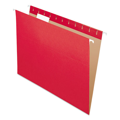 Colored Hanging Folders, Letter Size, 1/5-Cut Tabs, Red, 25/Box-(PFX81608)