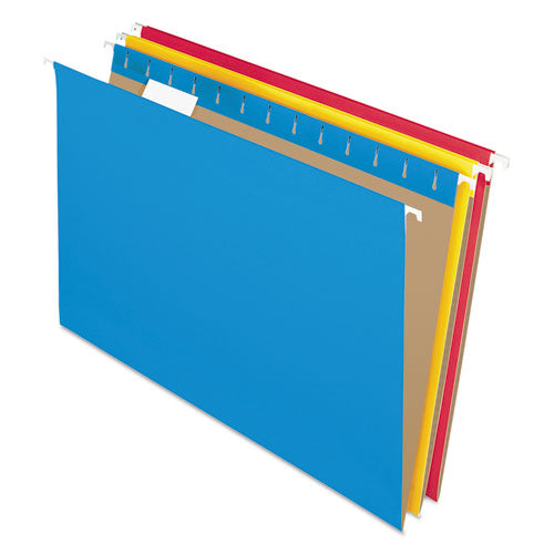 Colored Hanging Folders, Legal Size, 1/5-Cut Tabs, Assorted Colors, 25/Box-(PFX81632)