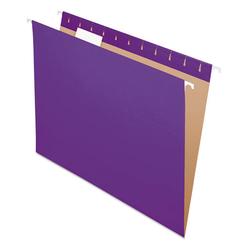 Colored Hanging Folders, Letter Size, 1/5-Cut Tabs, Violet, 25/Box-(PFX81611)