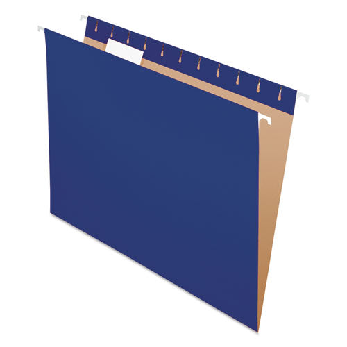 Colored Hanging Folders, Letter Size, 1/5-Cut Tabs, Navy, 25/Box-(PFX81615)