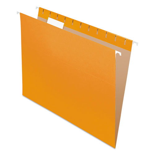 Colored Hanging Folders, Letter Size, 1/5-Cut Tabs, Orange, 25/Box-(PFX81607)