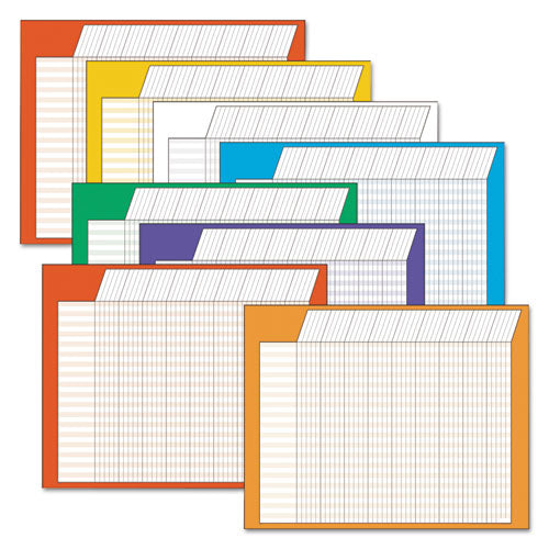 Jumbo Horizontal Incentive Chart Pack, 28 x 22, Assorted Colors with Assorted Borders, 8/Pack-(TEPT73902)