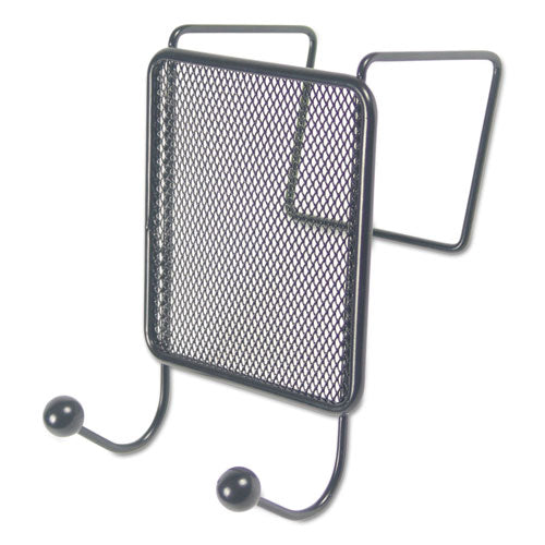 Wire Mesh Partition Coat Hook, 4.13 x 5.25 x 6, Over-the-Door/Over-the-Panel Mount, Black-(UNV20017)