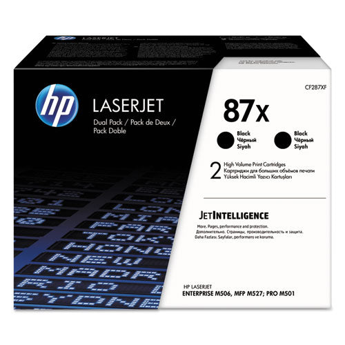 HP 87X, (CF287X-D) 2-Pack High-Yield Black Original LaserJet Toner Cartridges-(HEWCF287XD)