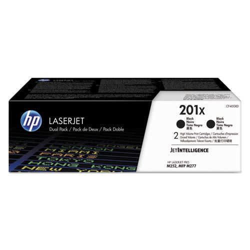 HP 201X, (CF400X-D) 2-Pack High-Yield Black Original LaserJet Toner Cartridges-(HEWCF400XD)