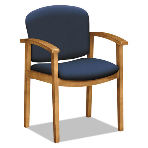 2111 Invitation Reception Series Wood Guest Chair, 23.5" x 22" x 33", Navy Seat, Navy Back, Harvest Base-(HON2111CCU98)