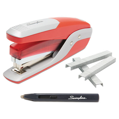 Quick Touch Stapler Value Pack, 28-Sheet Capacity, Red/Silver-(SWI64589)