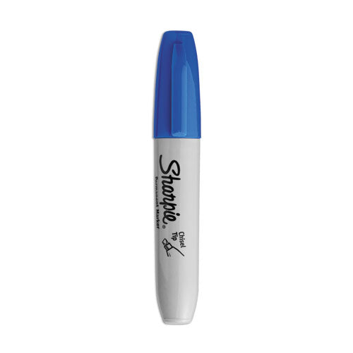 Chisel Tip Permanent Marker, Medium Chisel Tip, Blue, Dozen-(SAN38203)