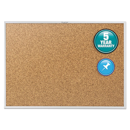 Classic Series Cork Bulletin Board, 60 x 36, Natural Surface, Silver Anodized Aluminum Frame-(QRT2305)