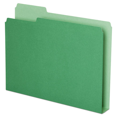 Double Stuff File Folders, 1/3-Cut Tabs: Assorted, Letter Size, 1.5" Expansion, Green, 50/Pack-(PFX54457)