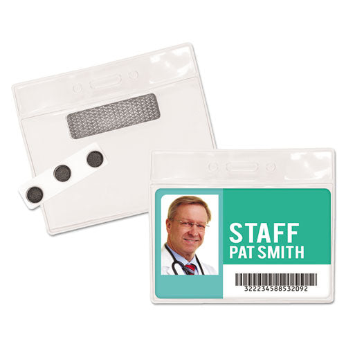 Magnetic-Style Name Badge Kits, Horizontal, Clear 4.5" x 3.25" Holder, 4.13" x 3" Insert, 20/Pack-(AVT97071)