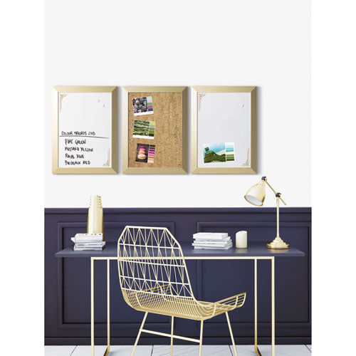 Positive Flow Metallic Gold Message Board Set, (1) Bulletin, (2) Magnetic Dry Erase, 18 x 24, Gold Frames-(BVCSOR031)