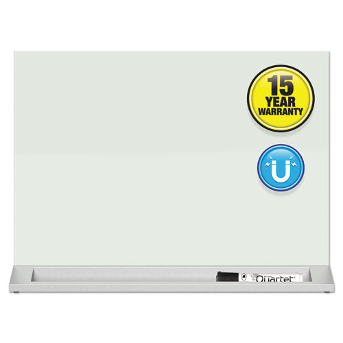 Desktop Magnetic Glass Dry-Erase Panel, 23 x 17, White Surface-(QRTGDP1723W)