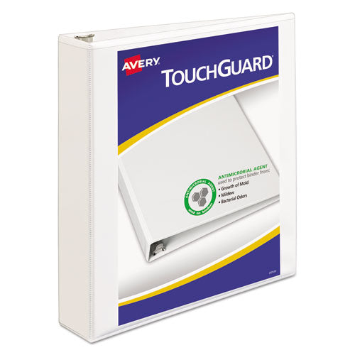 TouchGuard Protection Heavy-Duty View Binders with Slant Rings, 3 Rings, 1.5" Capacity, 11 x 8.5, White-(AVE17142)