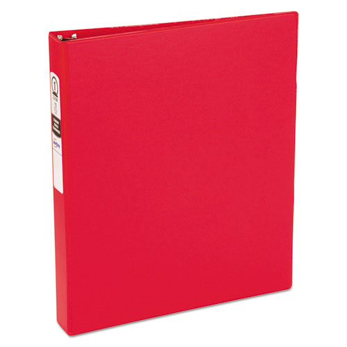 Economy Non-View Binder with Round Rings, 3 Rings, 1" Capacity, 11 x 8.5, Red, (3310)-(AVE03310)