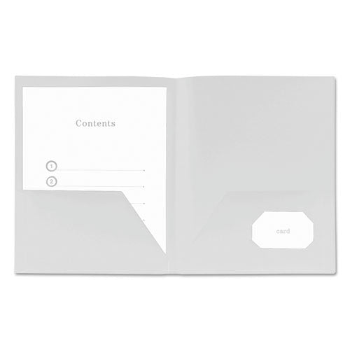 Two-Pocket Plastic Folders, 100-Sheet Capacity, 11 x 8.5, White, 10/Pack-(UNV20544)