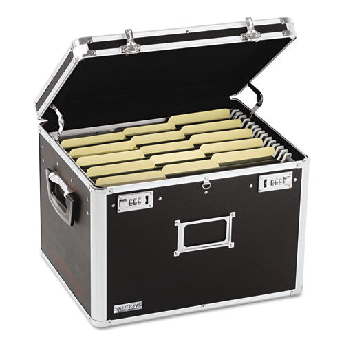 Locking File Chest with  Adjustable File Rails, Letter/Legal Files, 17.5" x 14" x 12.5", Black-(IDEVZ01008)