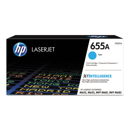 HP 655A, (CF451A) Cyan Original LaserJet Toner Cartridge-(HEWCF451A)