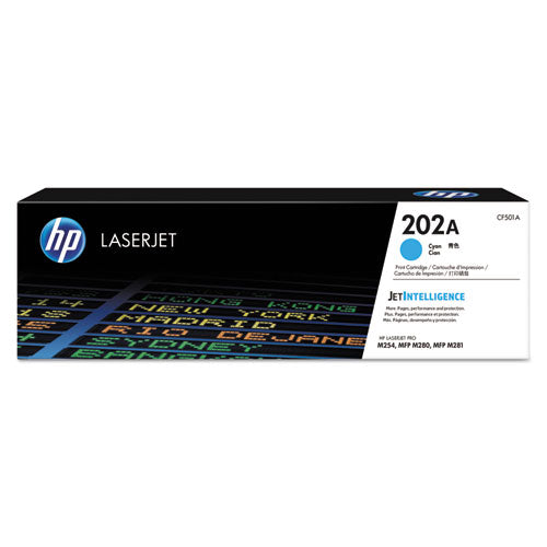 HP 202A, (CF501A) Cyan Original LaserJet Toner Cartridge-(HEWCF501A)