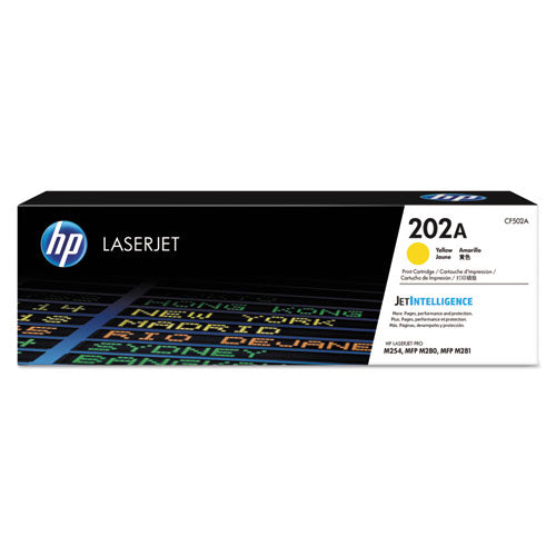 HP 202A, (CF502A) Yellow Original LaserJet Toner Cartridge-(HEWCF502A)