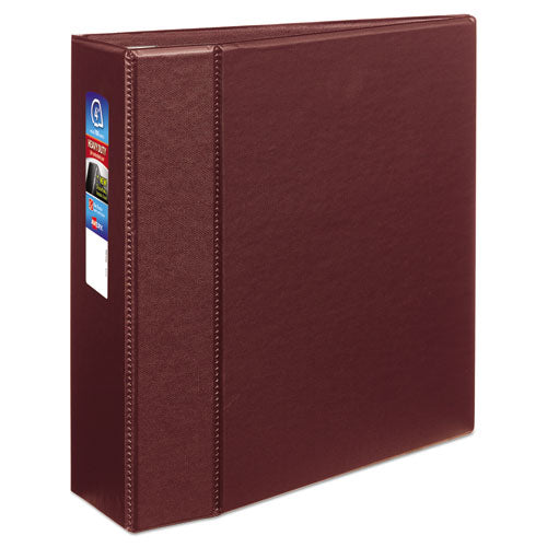 Heavy-Duty Non-View Binder with DuraHinge and Locking One Touch EZD Rings, 3 Rings, 4" Capacity, 11 x 8.5, Maroon-(AVE79364)