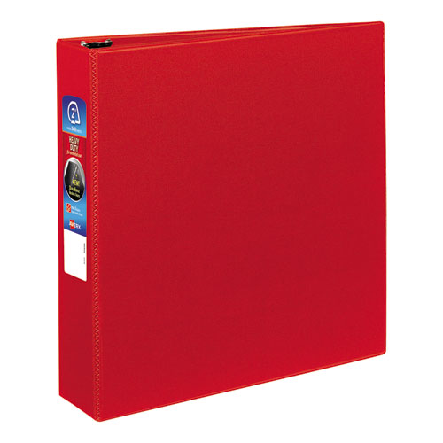 Heavy-Duty Non-View Binder with DuraHinge and One Touch EZD Rings, 3 Rings, 2" Capacity, 11 x 8.5, Red-(AVE79582)