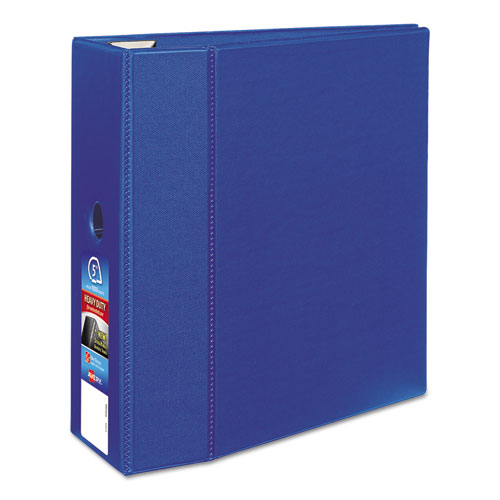 Heavy-Duty Non-View Binder with DuraHinge, Locking One Touch EZD Rings and Thumb Notch, 3 Rings, 5" Capacity, 11 x 8.5, Blue-(AVE79886)