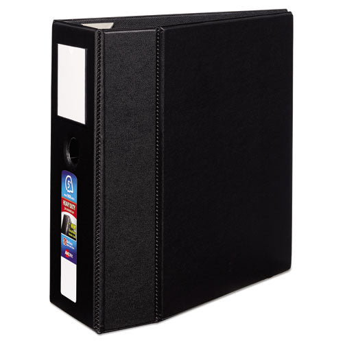 Heavy-Duty Non-View Binder, DuraHinge, Three Locking One Touch EZD Rings, Spine Label, Thumb Notch, 5" Cap, 11 x 8.5, Black-(AVE79996)