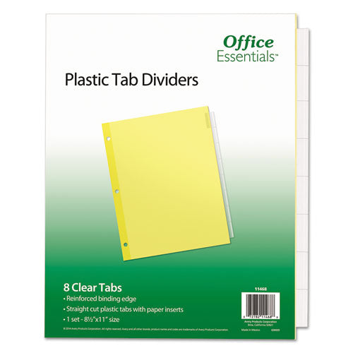 Plastic Insertable Dividers, 8-Tab, 11 x 8.5, Clear Tabs, 1 Set-(AVE11468)