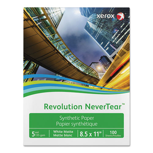 Revolution NeverTear, 5 mil, 8.5 x 11, Smooth White, 100 Sheets/Ream, 5 Reams/Carton-(XER3R20172)