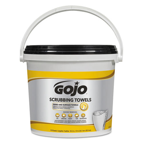 Scrubbing Towels, Hand Cleaning, Orange Scent, White/Yellow, 170/Bucket, 2 Buckets/Carton-(GOJ639802)