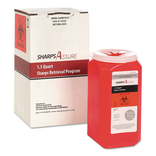 Sharps Retrieval Program Containers, 1.5 qt, Plastic, Red-(TMDSC1Q424A1Q)