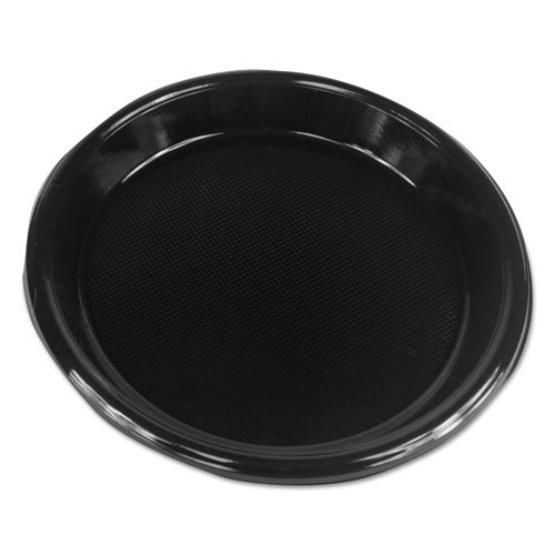 Hi-Impact Plastic Dinnerware, Plate, 10" dia, Black, 500/Carton-(BWKPLHIPS10BL)