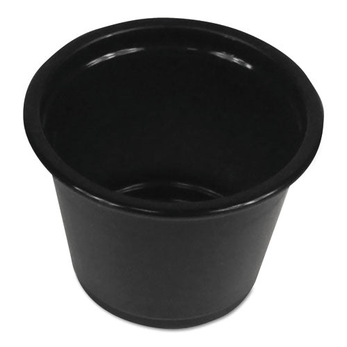 Souffle/Portion Cups, 1 oz, Polypropylene, Black, 20 Cups/Sleeve, 125 Sleeves/Carton-(BWKPRTN1BL)